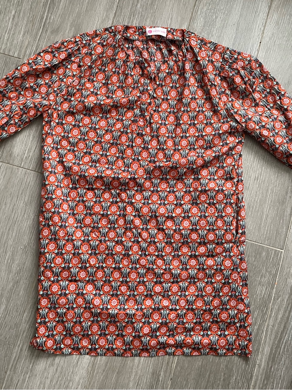Womens Red Floral Print Long Sleeve Top
